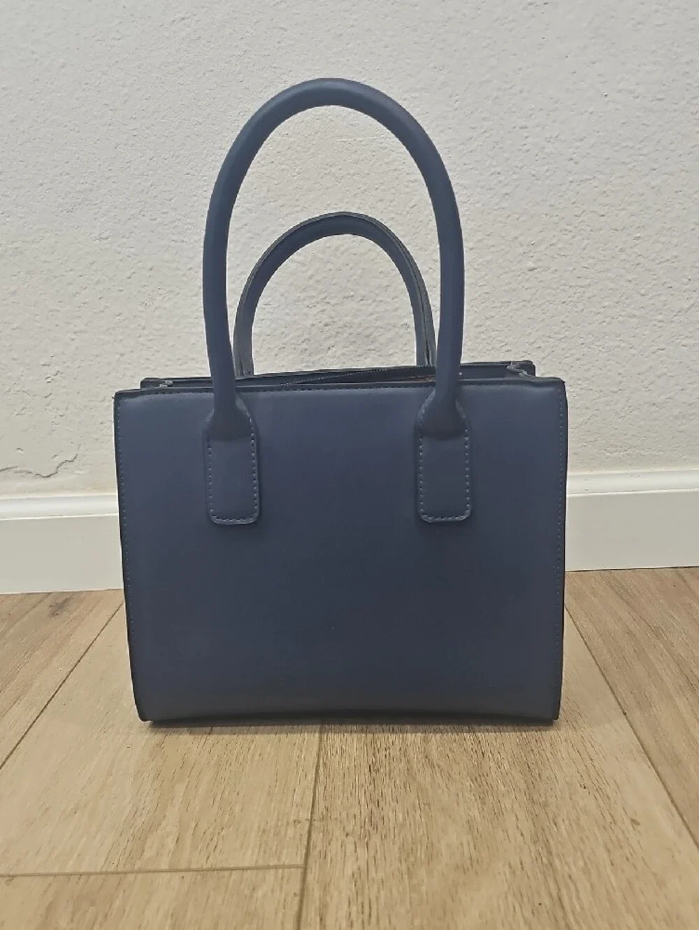 Structured Navy Satchel Handbag - Unbranded